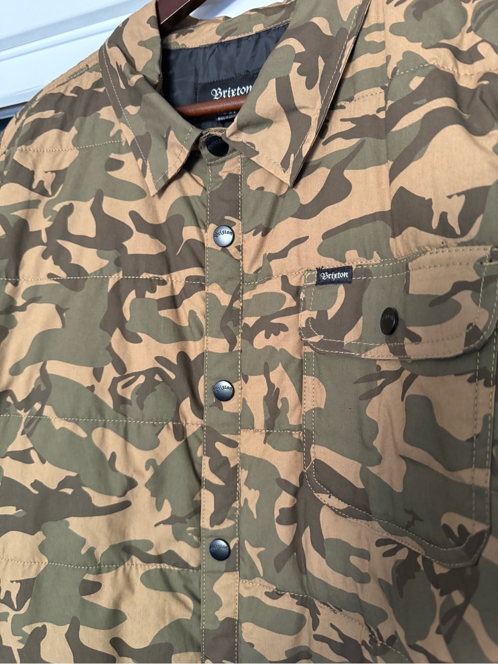 Brixton Camo Snap-Front Field Jacket in Olive and Tan